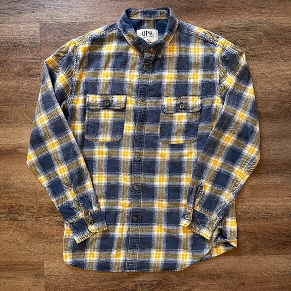 Original Paperbacks Casual Button Down Mens Medium Yellow Plaid Flannel Shirt - Picture 1 of 6